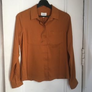 Frank And Oak Golden Brown Blouse Size S
